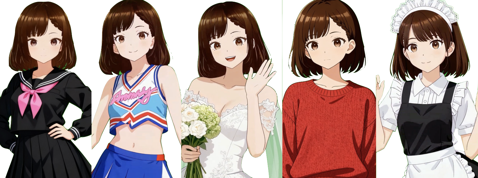 身着不同服装的 Miko